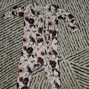 Caden Lane Floral Footie - Burgundy and Cream